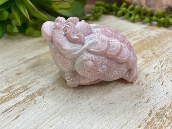 Masterfully Carved Pink Opal Money Toad No. 2