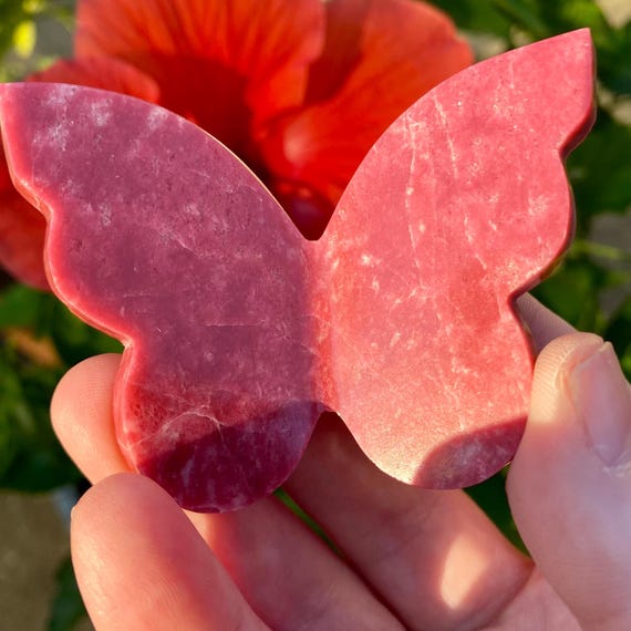 Beautiful Thulite Crystal Carved Butterfly, from Norway
