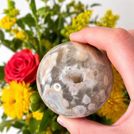 Flower Agate Sphere, Crystal Sphere