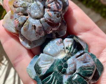 Pretty Ocean Jasper Carved Flower