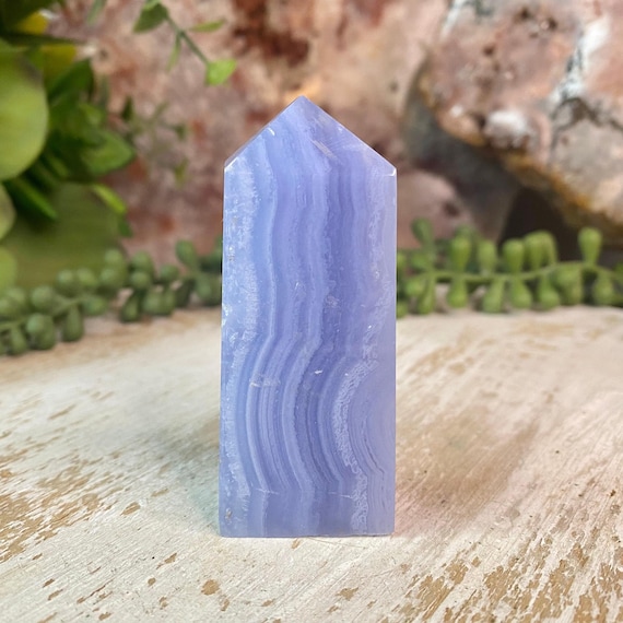 Blue Lace Agate Crystal Tower: Namibia Crystal Point