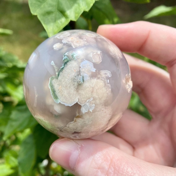 Flower Agate Sphere: Cherry Blossom Crystal, Madagascar Origin