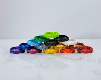 Anillo giratorio moleteado, anillo antiestrés de color personalizado, anillo estimulante para niños, juguete antiestrés, juguete divertido para aliviar la ansiedad, anillo giratorio texturizado, juguete antiestrés