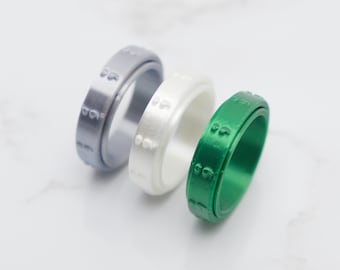 Semicolon Mental Health Spinner Ring, 6mm Band Fidget Ring, Meditation Ring, Worry Ring, Spinning Ring, Adult Spinner Ring