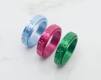 Asterisk Spinner Ring, 6mm Band Fidget Ring, Meditation Ring, Worry Ring, Spinning Ring, Kids Fidget Ring, Kids Spinner Ring