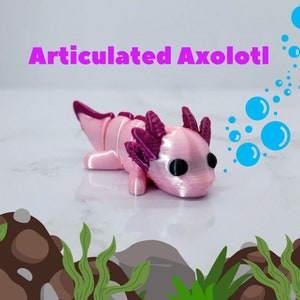 Articulated Axolotl, Fidget Toy, Tiny Axolotl, Desk Fidget Toy, Flexible Axolotl, Stress Toy, 3D Printed, Articulated Stim Toy, Anxiety Toy