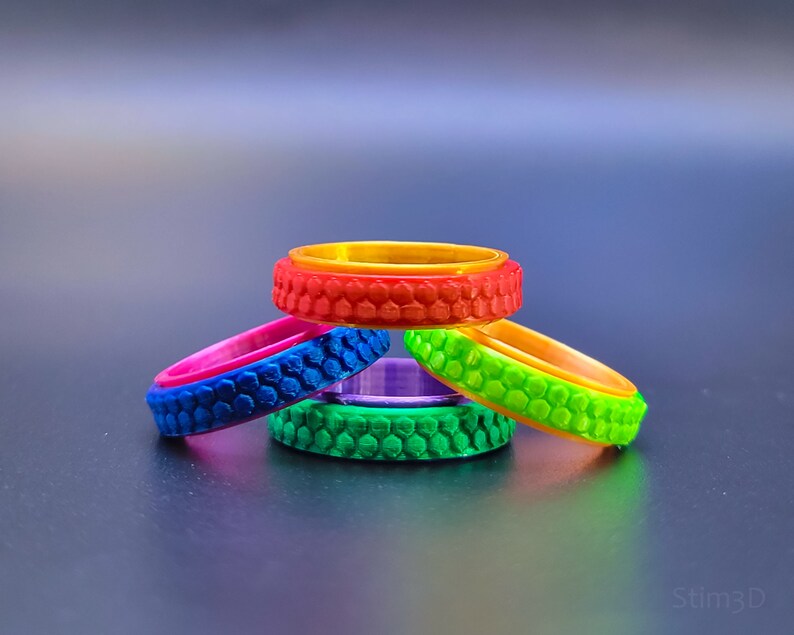 Fidget Ring Textured Spinner Personalized Fidget Rings Etsy