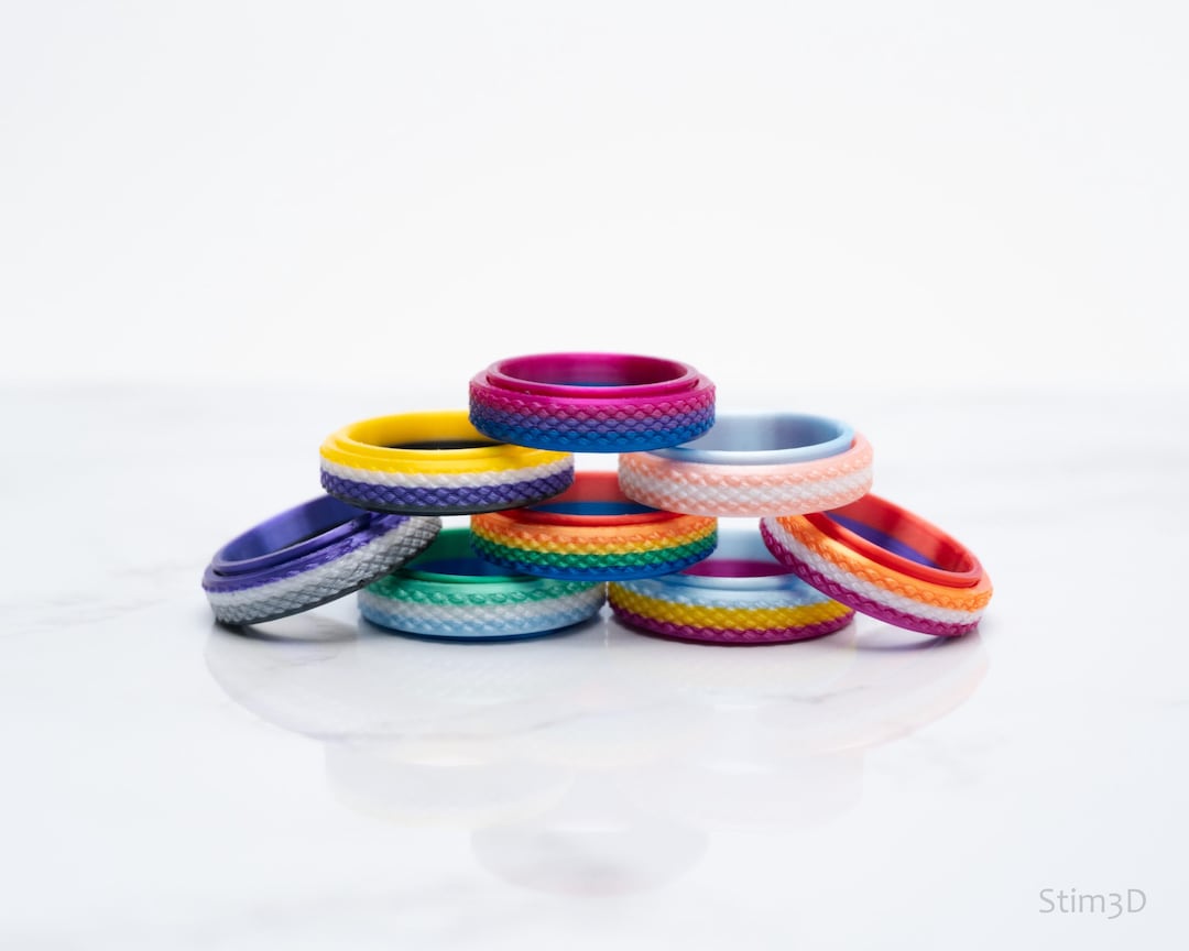 Ppride Ring Knurled Pride Rings, Fidget Rings, Pride Month, Spinner Ring, LGBTQIA2S ...