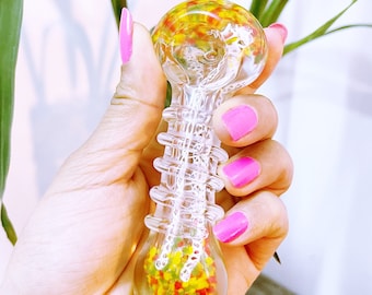 Hand Blown Glass Pipe: Rasta Art, 4-inch Thick