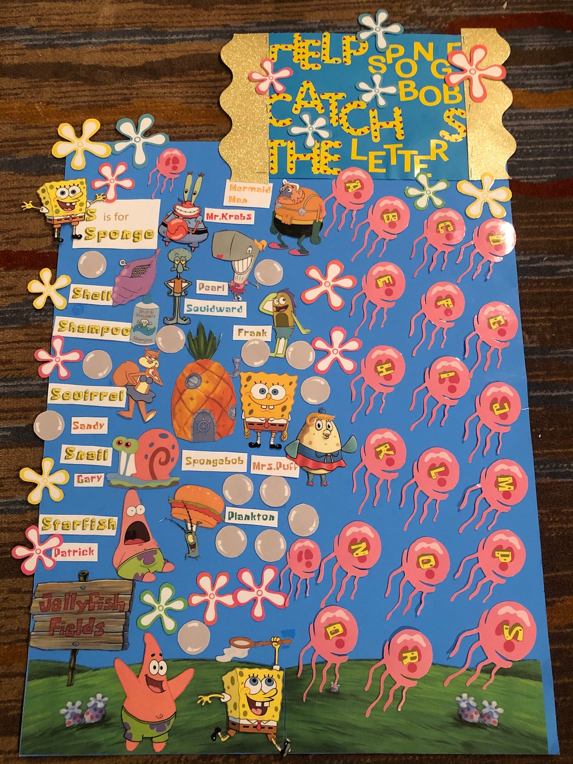 Spongebob Letter S Poster Board Etsy