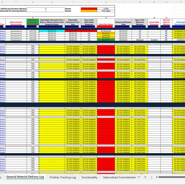 Construction Project Manager's Ultimate Material and Submittal Log Spreadsheet