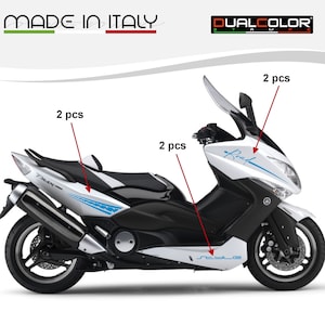 Adesivi Compatibili con Yamaha T-max 500 (2008-2012) Carena moto decal stickers (DX-SX) Design sportivo COD.M0312
