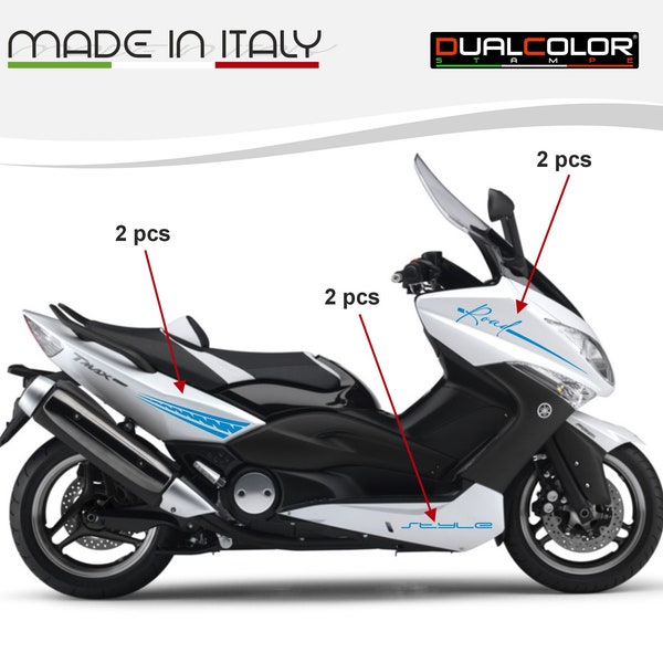 Adesivi Compatibili con Yamaha T-max 500 (2008-2012) Carena moto decal stickers (DX-SX) Design sportivo COD.M0312