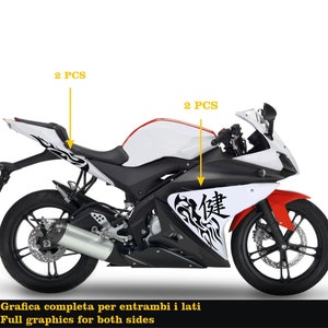 Adesivi Compatibili con Yamaha YZF-R125 R125 2014-2018 (dx-sx) Tribale Carena moto decalcomania stickers accessori moto COD.M0174