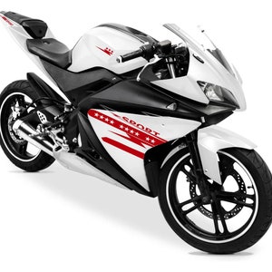 Adesivi Compatibili con Yamaha YZF-R125 R125 (Dx-Sx) Carena moto decal stickers Design sportivo COD.M0128