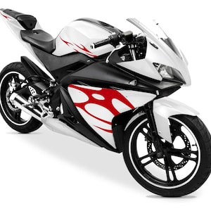 Adesivi compatibili con Yamaha YZF-R125 R125 (DX-SX) carena moto Fiamma decal stickers design sportivo cod.M0121