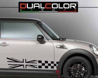 MINI Cooper S One JCW R50 R52 R53 R56 R57 F55 F56 F57 autocollants pour jupe latérale (2 pièces) bandes latérales à carreaux 0371