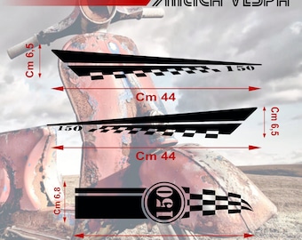 Piaggio Vespa GTS 300 super GTV 300 GTV250 GTV125 motorcycle fairing stickers Number 150 Checkerboard CODE M0331