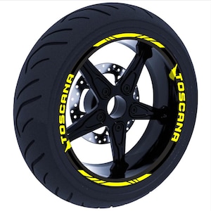 Adesivi cerchi moto strisce Cerchi Moto per 2 Ruote da 17'' Pollici - Adesivi Ruote Moto Resistenti -Design Racing D0120
