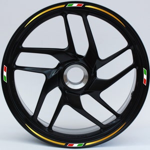 Adesivi Strisce cerchi moto 15 POLLICI universali bike cerchioni gomme strisce ruota  spessore adesivo 1 Cm Bandiera Italiana COD.D0091