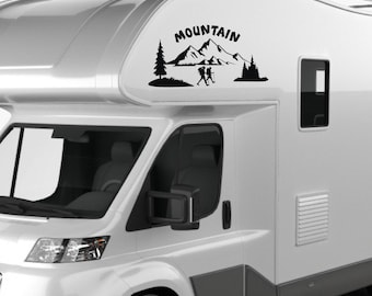 Camper Stickers (1 pc) Compatible with Adria Arca Bürstner Carthago Chausson hiking Caravan mountain caravan MOUNTAIN COD.0388