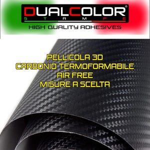 Pellicola adesiva carbonio NERO 3D car wrapping auto moto specchietti carbonio antigraffio
