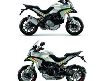 Professional Sticker Kit for Ducati Multistrada 1200 (2010-2014) - Fairing and Wheel Decals - Tricolore Italy Red Design M0367
