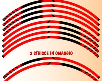 Glossy 17-Inch Motorcycle Wheel Rim Stickers | Sport Motorcycle Wheel Stickers | Racing Look Ducati Red Black D0134 Decoration Kit
