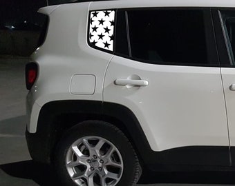 Compatible Stickers for Jeep Renegade (2014–2024) – Rear Window Stickers with Stars, Window Decal Stripe for Car Glass