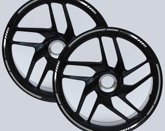 Glossy 15-19 Inch Motorcycle Wheel Stickers | Sports Motorcycle Wheel Stickers | Racing Look Decoration Kit White Gray Black D0135