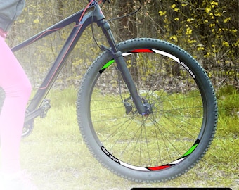 Professional Bike Rim Stickers - Racing Group Tricolore Design - High Quality Vinyl Stickers for MTB and Racing, Handmade in Italy B0234