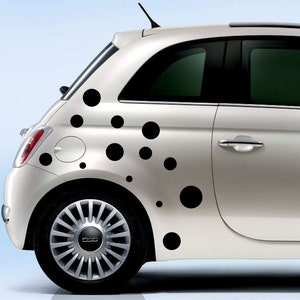 Autocollants compatibles avec Fiat 500 autocollants universels boules de tuning points polka autocollants latéraux pour voiture COD.0216