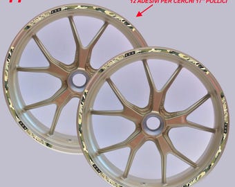 Set of 17" Universal Military Design Motorcycle Rim Stickers – Complete Naked Kit for 2 Custom Tuning Wheels D0143