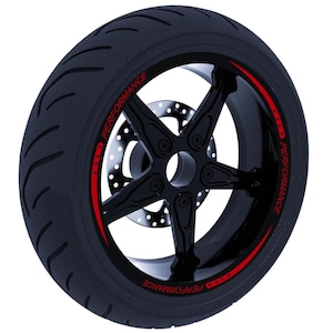 Set di Strisce Cerchi Moto per 2 Ruote da 15" a 19" Pollici - Adesivi Ruote Moto Resistenti - Adesivi Cerchi Moto - Design Racing D0114