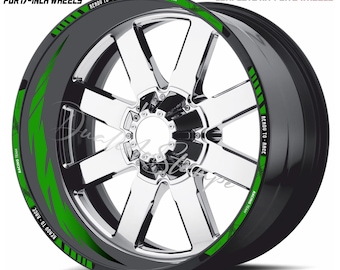 17 Inch Racing Motorcycle Rim Stickers Complete Kit Inner and Edges Green Kawasaki Z750 Z900 ER6N, Racing Decals, Professional PVC D0168