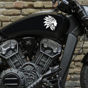 Kit 2 adesivi compatibili con moto INDIAN piume moto serbatoio shadow vulcan boulevard chief harley bob chopper old style vintage M0367