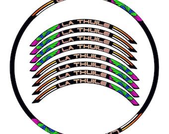 LA THUILE Bike Rim Stickers - Complete Kit of 2 Wheels for MTB, Road, Gravel - Professional Decals 26" 27.5" 29" - Flow Design B0232
