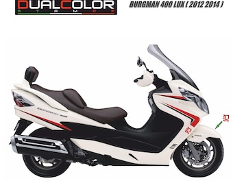 Suzuki Burgman 400 LUX (2012-2014) Red and Black Sticker Kit - Scooter Racing Graphics M0353 - DualColor Fairing Protective Decals