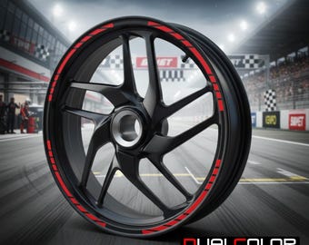 Motorcycle Racing Rim Stickers 17 Inch Wheel Stripes - Complete Set of 2 Professional Wheels - UV and Weather Resistant D0003
