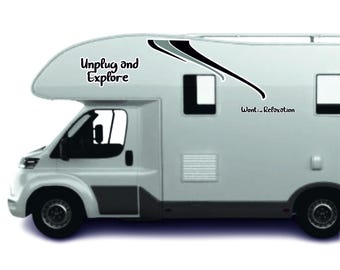 Large Camper Phrase Stickers – Set Side Right Left Black Gray 0462