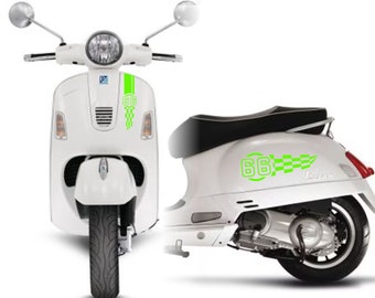 Vespa Side Stripes Stickers Checkered With Wasp Shield for