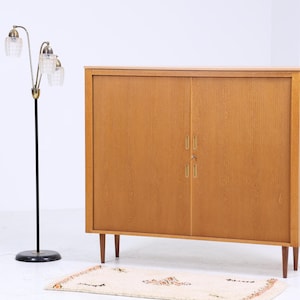 Armoire à volets roulants Werner Stehroll années 60 | Armoire bibliothèque vintage du milieu du siècle, buffet haut, meuble de rangement en bois, classeur