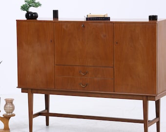 Vintage Highboard 60er Jahre | Mid Century Sideboard Schubladen Schrank Holz Aufbewahrung