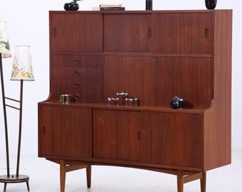 Vintage Teak Highboard | Mid Century Schrank Schrank | 60er Barschrank Holz Aufbewahrung