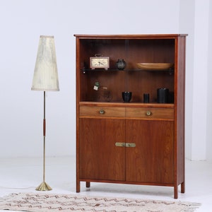 Vintage glazen kast | Vitrinekast uit het midden van de eeuw | 60s kast compartiment kast
