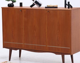 Vintage teak highboard 1960s | Mid-century sideboard cabinet wood storage