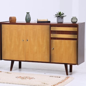 Vintage sideboard 60s | Mid-century TV board with compartments retro wooden storage