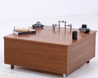 Wunderschöner Vintage Couchtisch | Mid Century Tisch mit Klappe 60er Jahre Retro Wohnzimmer