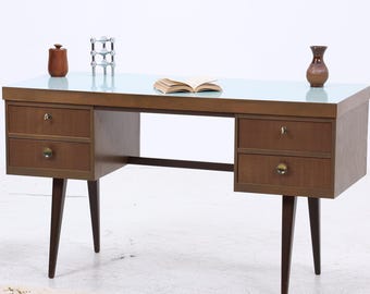 Escrivaninha vintage | Escrivaninha de meados do século XX com tampo de fórmica, anos 1950/60, gavetas de madeira