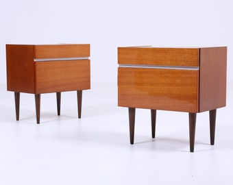 Authentic vintage bedside tables from the 60s | Mid Century Retro Mini Chest of Drawers and Folding Door | Stylish 70s